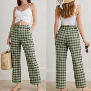 REFORMATION Franklin Plaid Straight-Leg Pants size 0